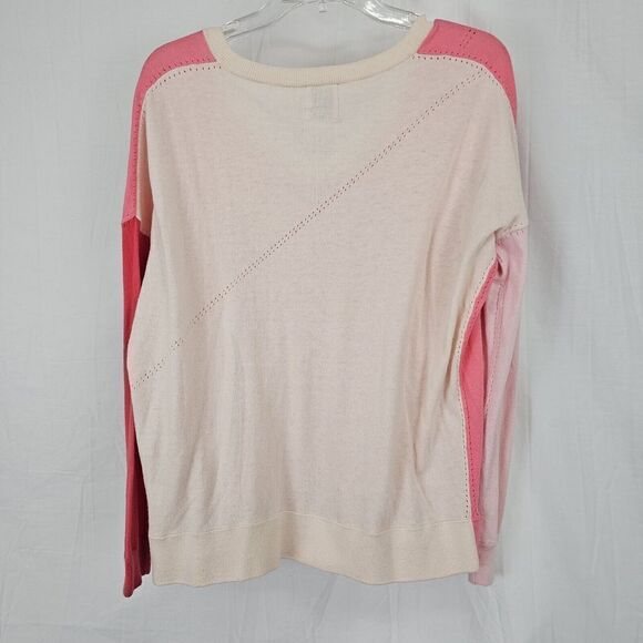 Whisper by Brodie Womens Sweater XS Silk Cotton Vneck Colorblock Quiet Luxury - Picture 6 of 8